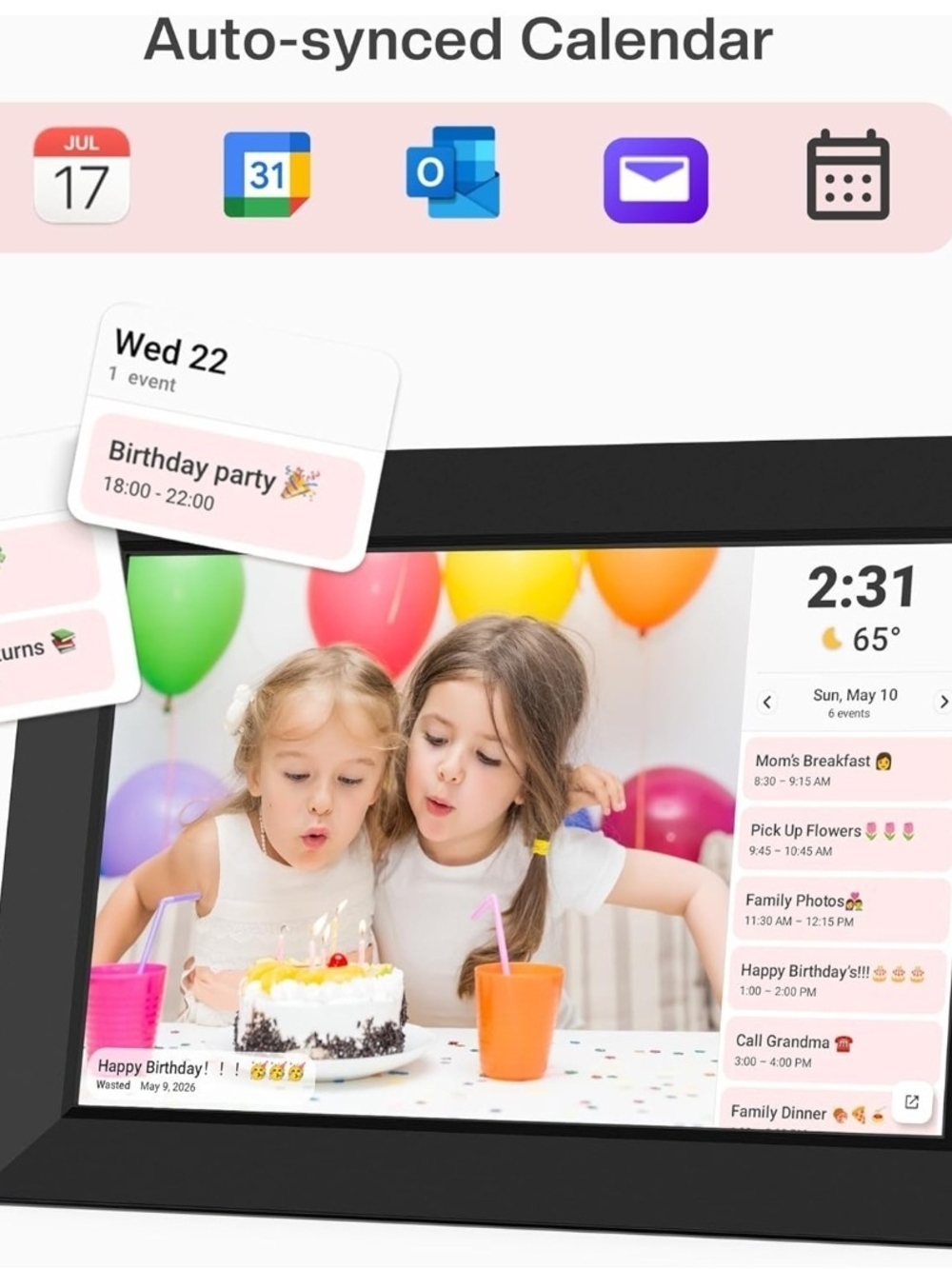 Frameo 10.1" WiFi Digital Picture Frame HD Touch Screen 32GB IPS Photo Video - Picture 5 of 8
